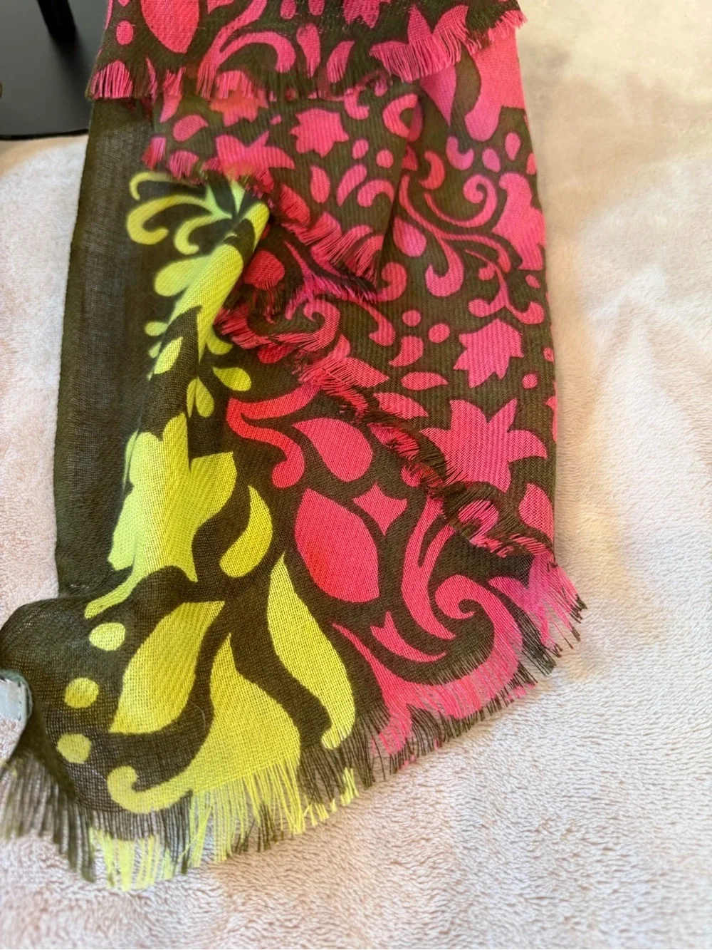 Banana Republic Pink & Green Floral Print Women's Scarf